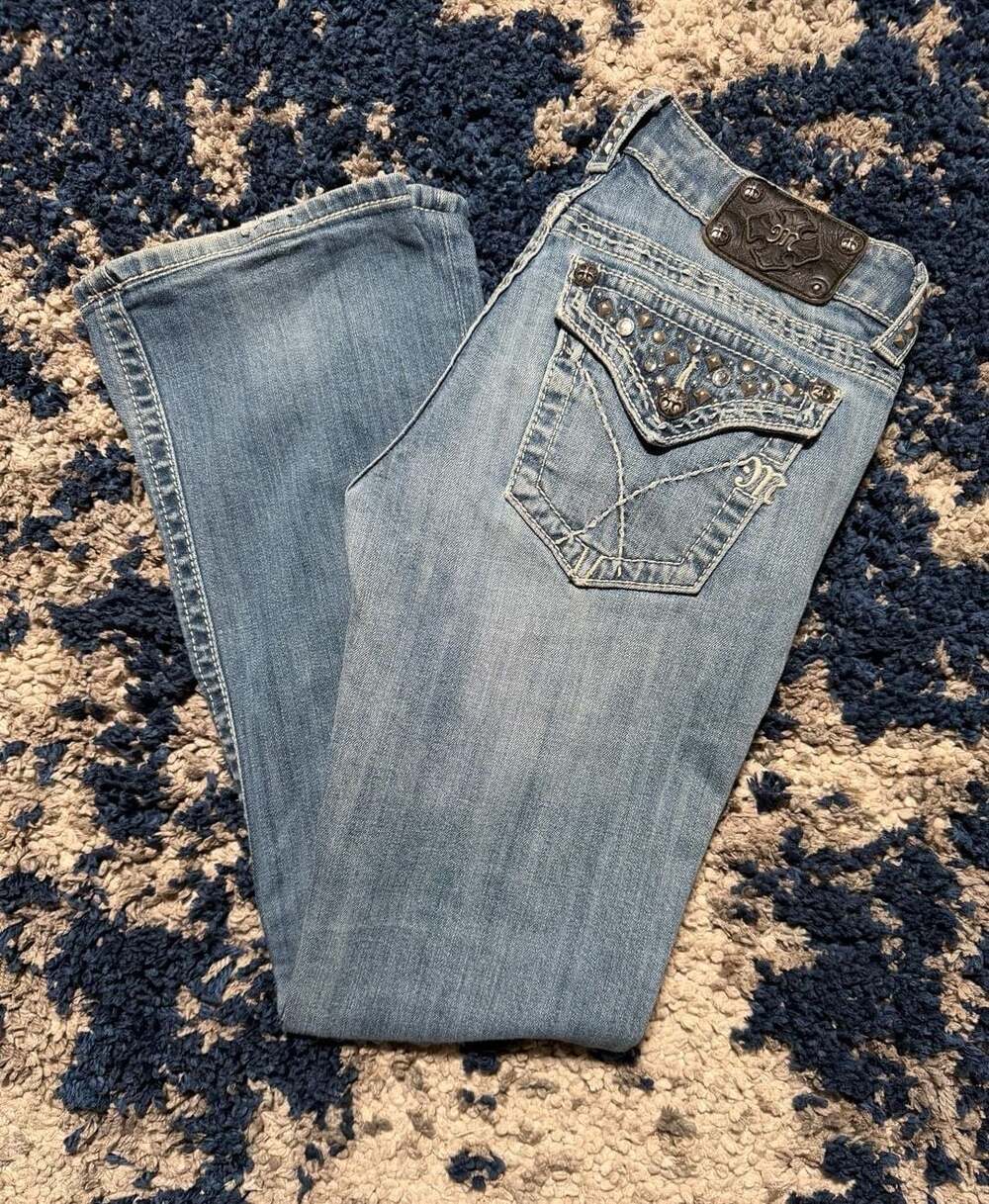 Miss Me Bootcut Embellished Flap Pocket Jeans Size 29